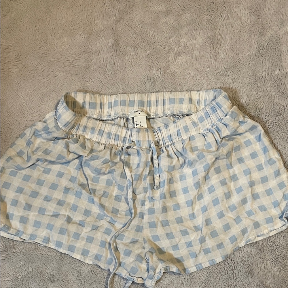 Forever 21 Light Blue Checkered Athletic Shorts